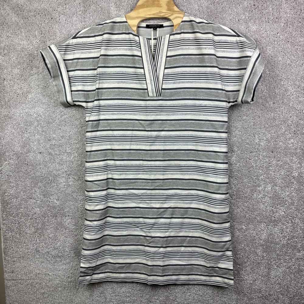 Lafayette 148 Nazeem Multi Shift Dress Womens Size Medium Pockets V Neck‎